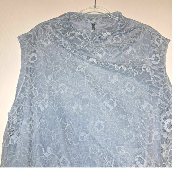 Anthropologie The Maya Midi Dress Ruched Cowl Neck Lace Edition Blue 3X NEW - Picture 4 of 10